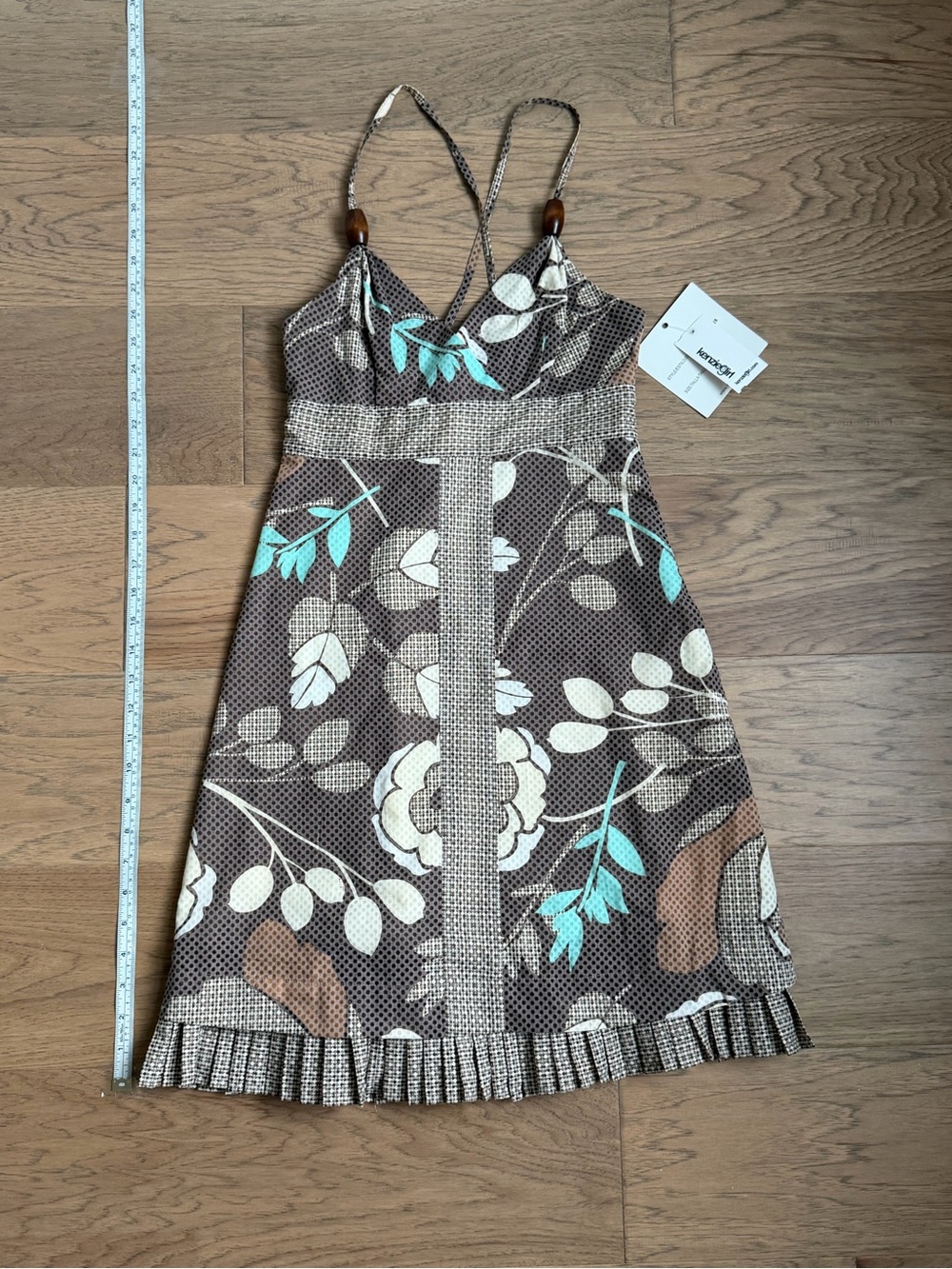 Kenzie Girl Floral Spaghetti-Strap Dress with Teal Accents